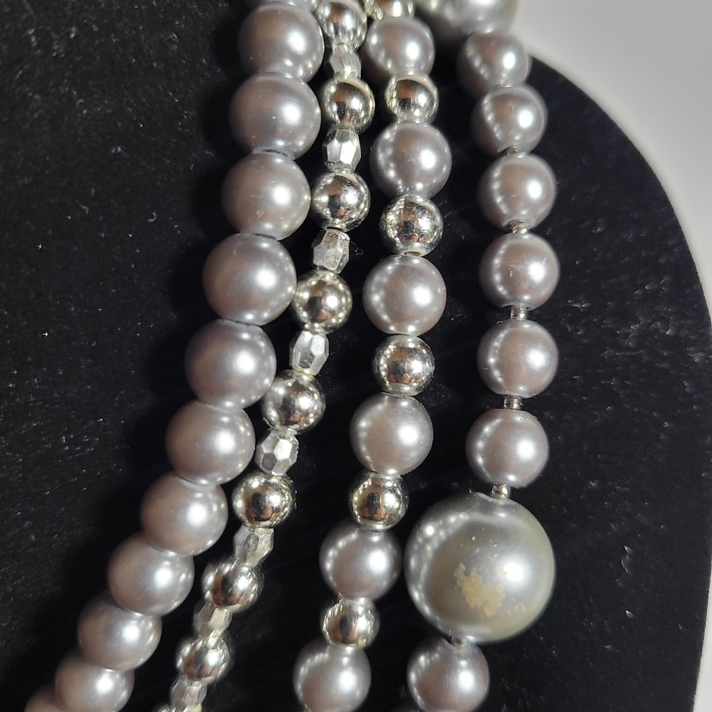 Multiple Strings Silver Plated Necklace - image 4
